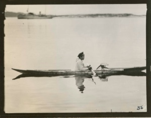 Image of Eskimo [Inuk] in kayak